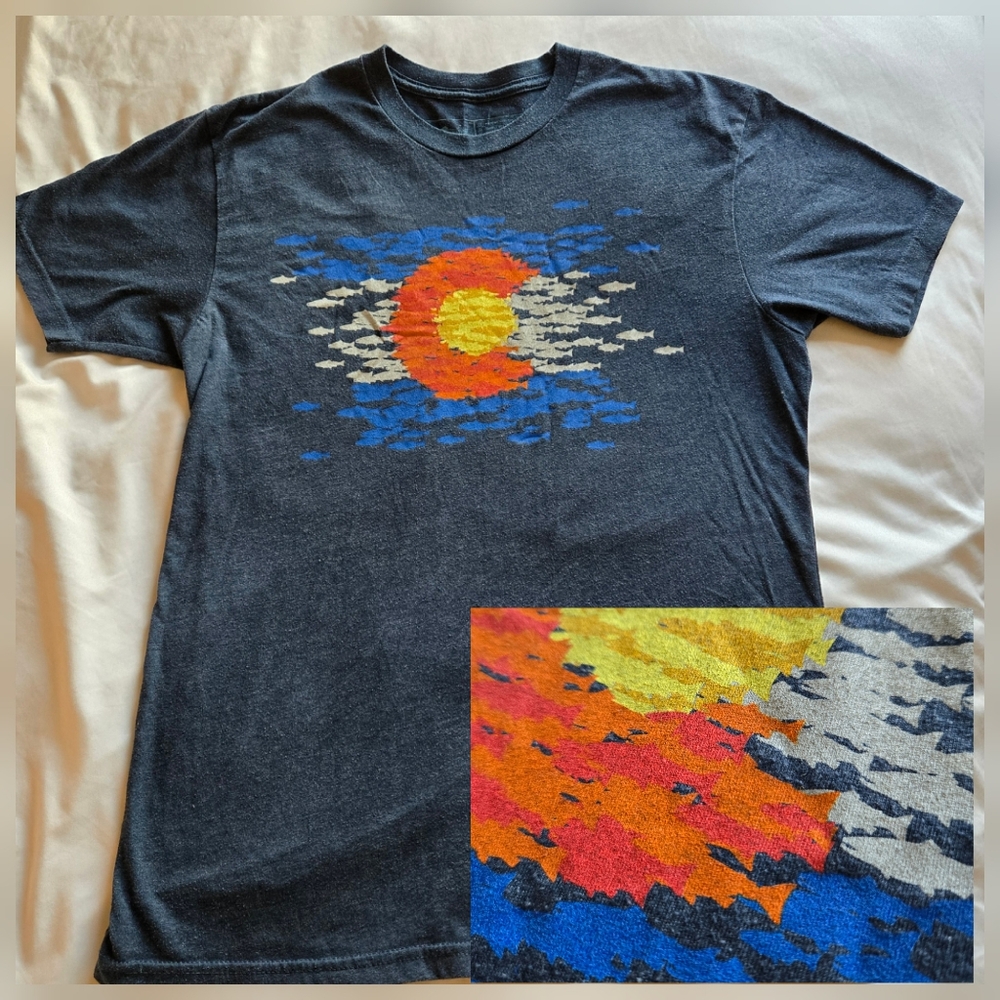 RepYourWater Colorado Flag Fish Mosaic SS tShirt, M
